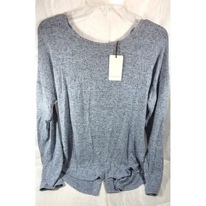 Green Envelope Women's Lightweight Back Button Rayon Blend Sweater - Blue - S